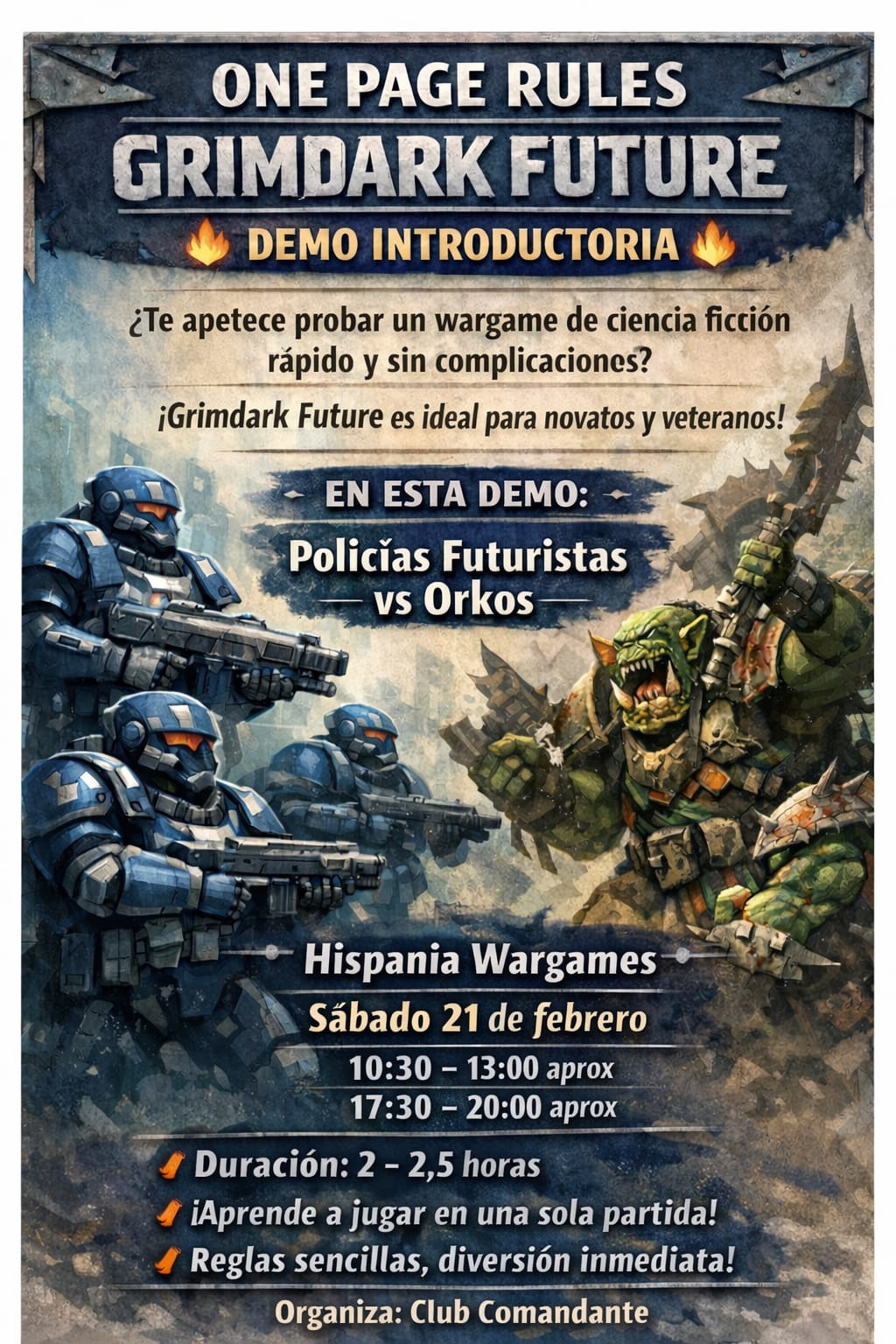 Demo One Page Rules: Policías Futuristas vs.&nbsp;Orkos